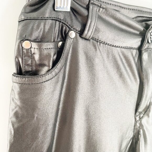 Unbranded & Untagged Shiny Stretch Black Pants No Tag - Picture 4 of 5